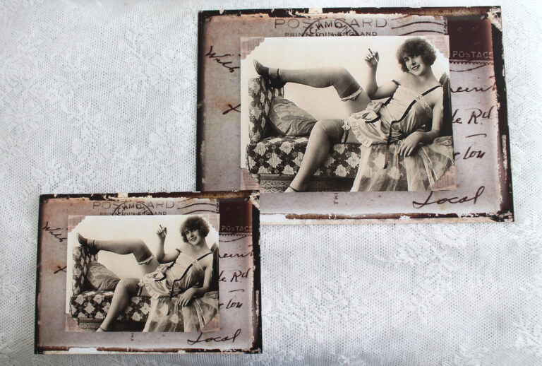 Eva Agnes 11 kvinna pa soffa postcard